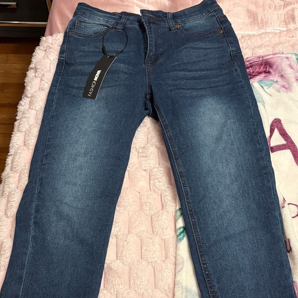 Fashion Nova Dark Blue Straight Leg Jeans